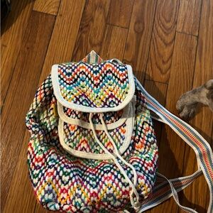Multicolor Woven Backpack